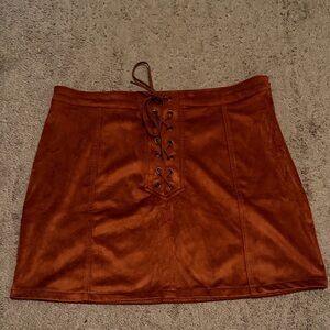 Forever 21 Rust Lace-Up Mini Skirt
